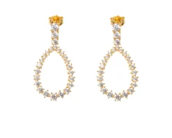 Orecchini pendenti luce argento con finitura dorata e cubic zirconia Sovrani