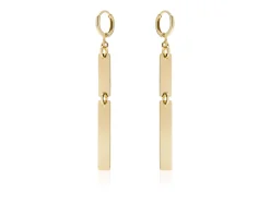 Orecchini pendenti lux con maglia a rettangoli in bronzo dorato Unoaerre