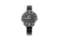 Orologio da polso donna acciaio con quadrante nero e cinturino in pelle Royal london