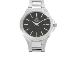 Orologio da polso donna acciaio con quadrante nero Royal london