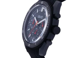 Orologio uomo mondiel acciaio quadrante nero e cinturino silicone nero Liu jo