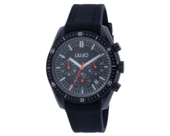 Orologio uomo mondiel acciaio quadrante nero e cinturino silicone nero Liu jo