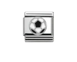 Pallone bianco e nero composable acciaio argento e smalto Nomination