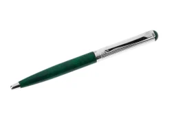 Penna a sfera classica lady argento con puntale e testina in lacca verde Settelaghi