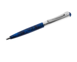 Penna a sfera classica lady argento con puntale e testina in lacca blu Settelaghi