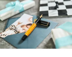 Penna stilografica optima o sole mio screziata arancione Aurora