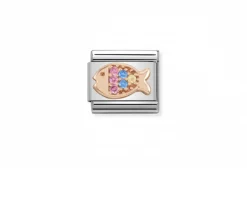 Pesce composable acciaio oro rosa 375 e zirconi Nomination