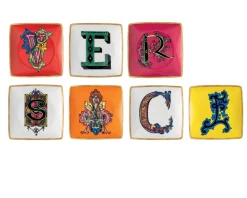 Piattino alphabet porcellana lettera c Versace