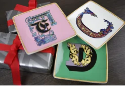 Piattino alphabet porcellana lettera f Versace