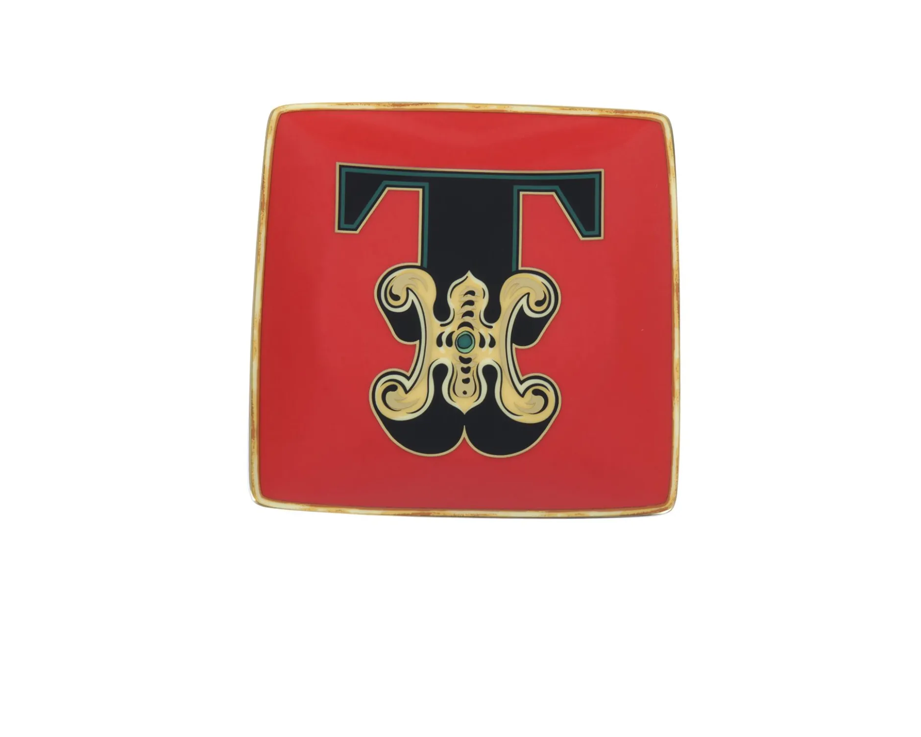 Piattino alphabet porcellana lettera t Versace