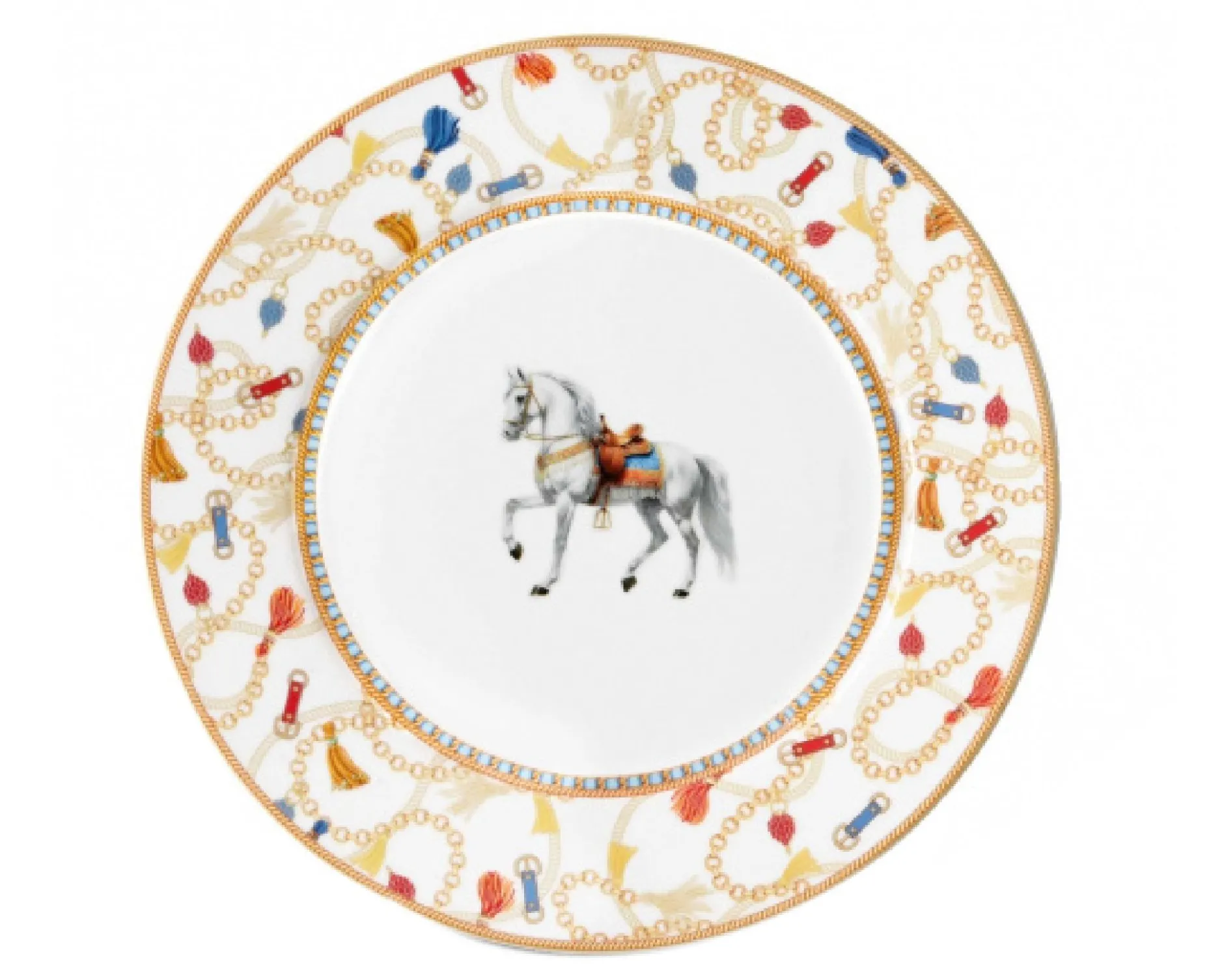 Piatto dessert cheval porcellana bianco Pozzi milano