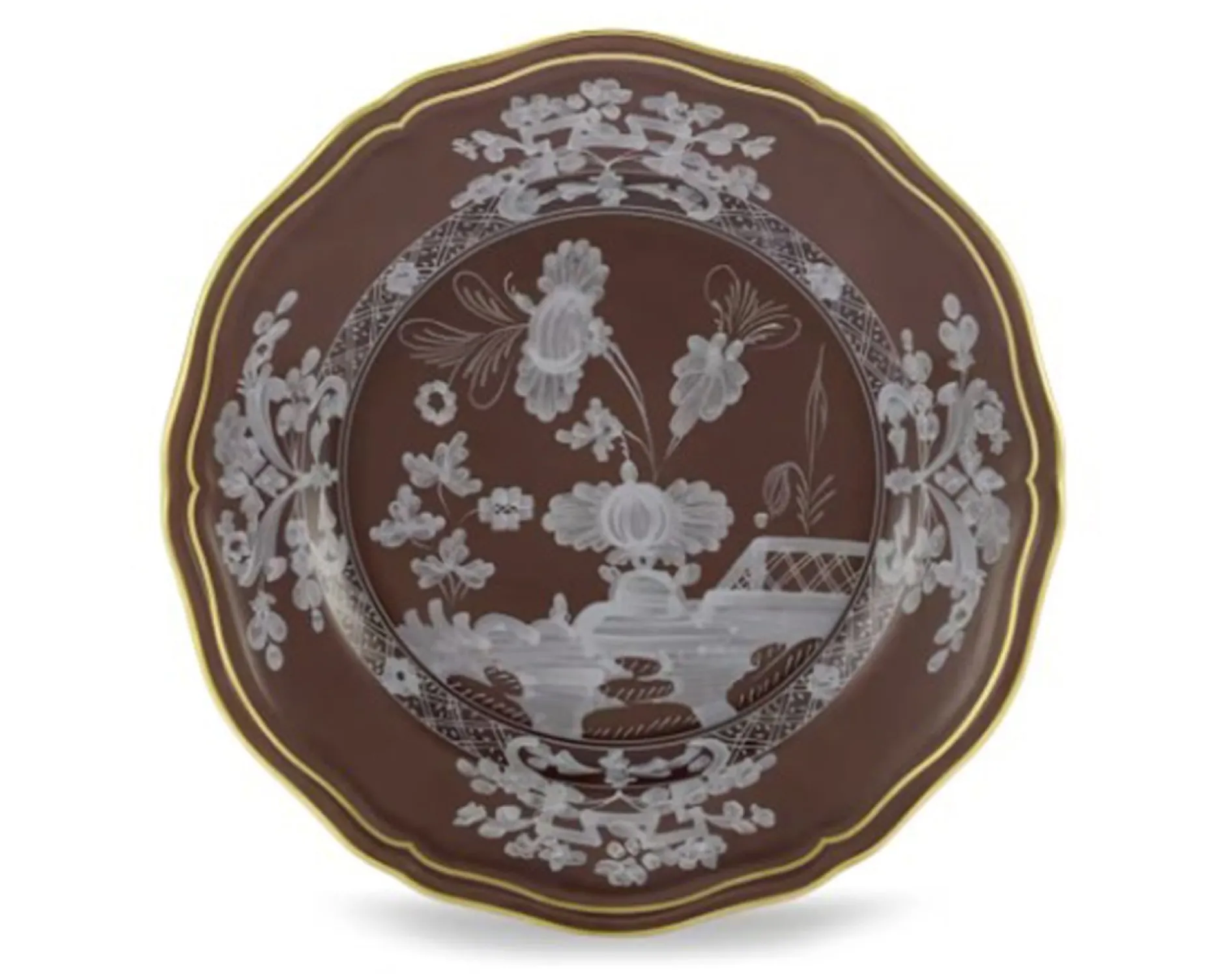 Piatto pane oriente italiano castagna porcellana Richard ginori