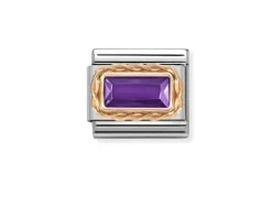 Pietra viola composable acciaio e oro rosa Nomination