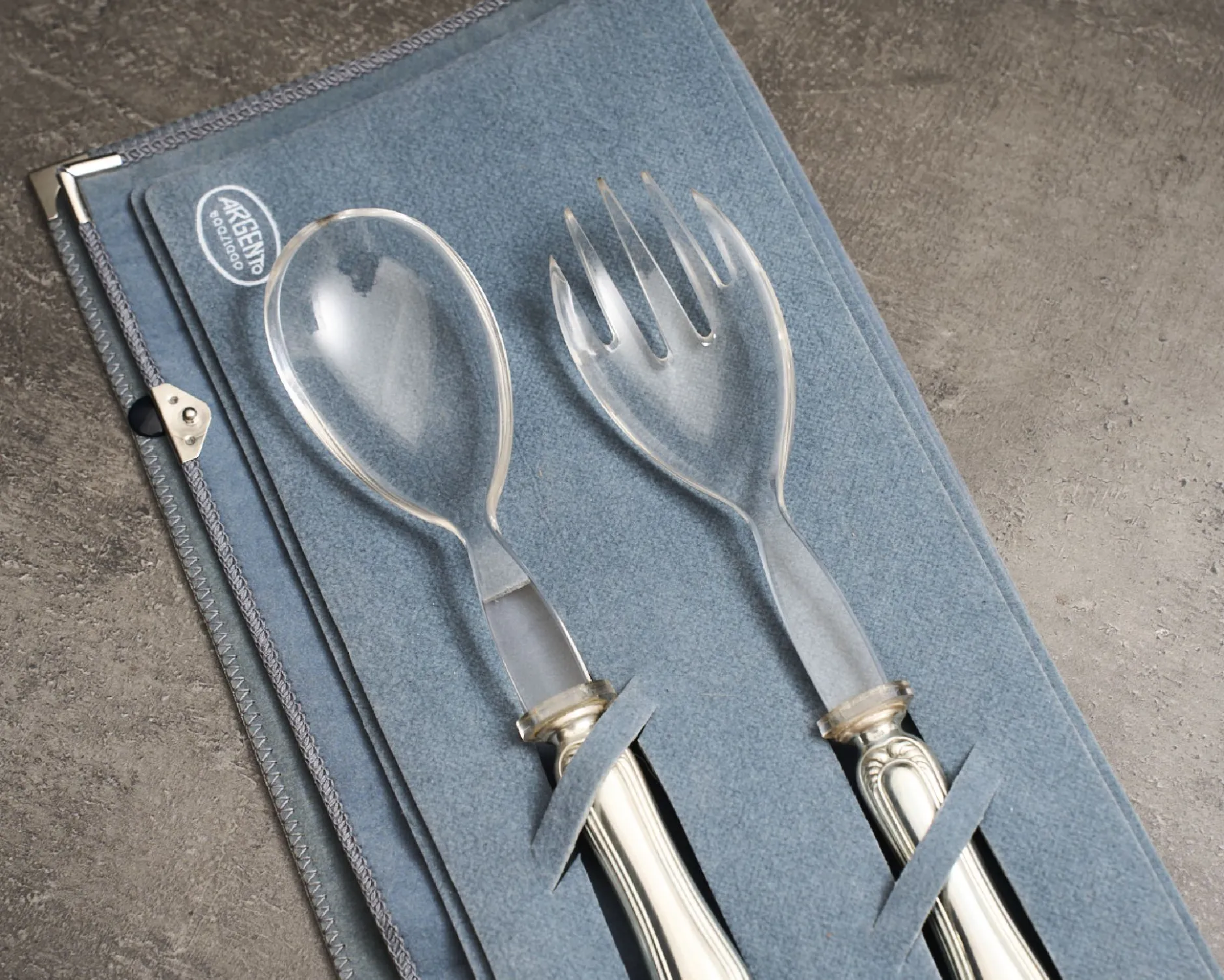 Posate insalata argento 2 pezzi in stile barocchino usato ricondizionato Zanolli vintage