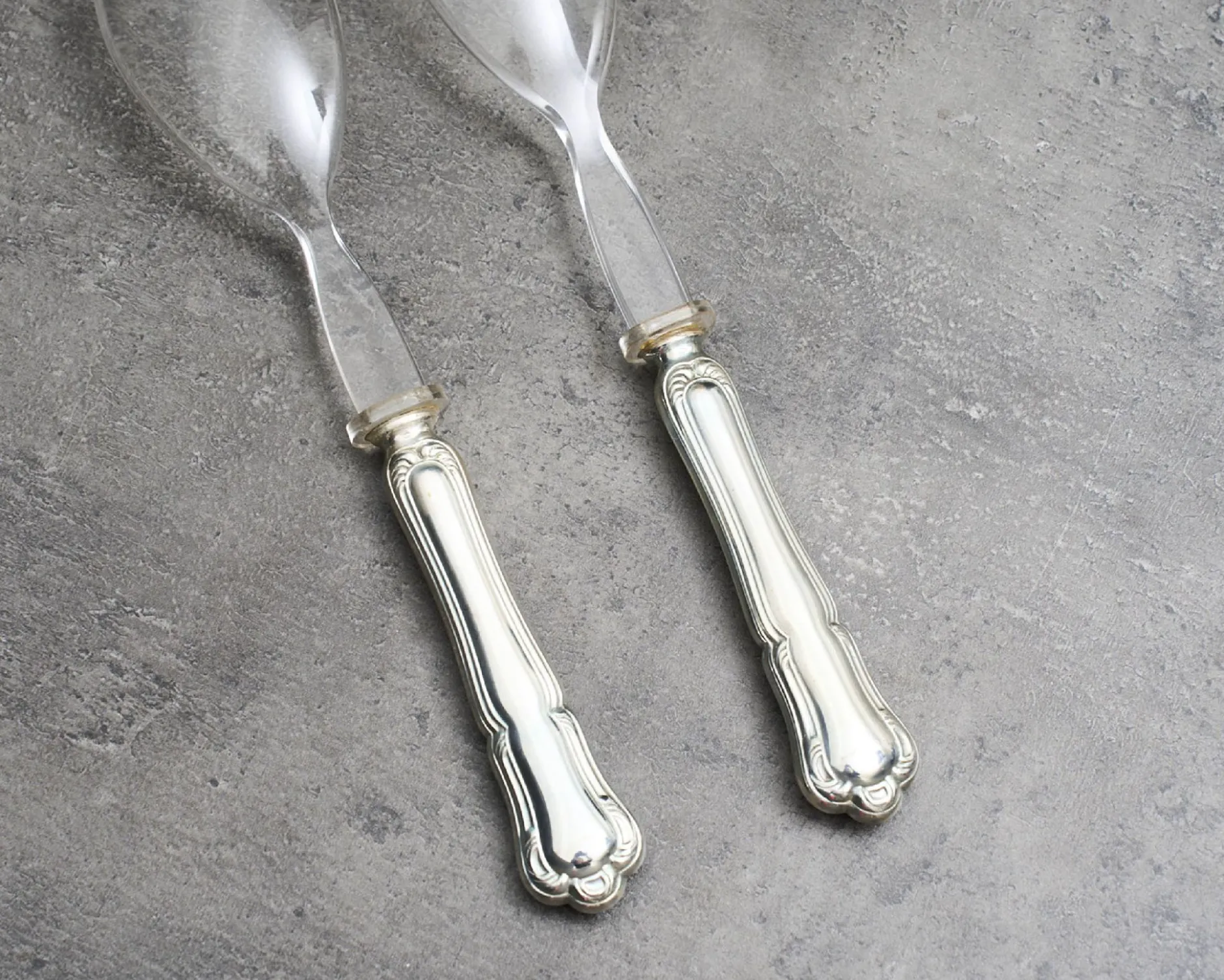 Posate insalata argento 2 pezzi in stile barocchino usato ricondizionato Zanolli vintage
