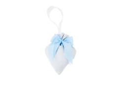 Sacchetto portaconfetti cuore azzurro con fiocco rigatino bianco Selezione zanolli