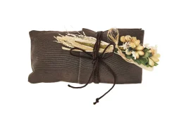 Sacchetto portaconfetti marrone con cordoncino marrone e fiori grezzi Selezione zanolli