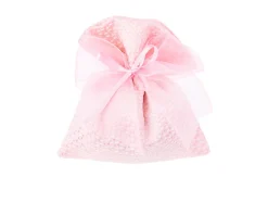 Sacchetto portaconfetti rombi rosa e fiocco organza rosa Selezione zanolli