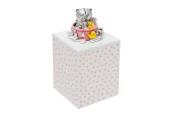 Scatola carillon bagnetto forever friends orsetto rosa con batuffoli di ovatta Selezione zanolli
