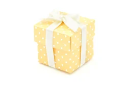 Scatola per bomboniera dots mango con coperchio e confetti Selezione zanolli