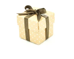 Scatola per bomboniera dots nocciola con coperchio e confetti Selezione zanolli