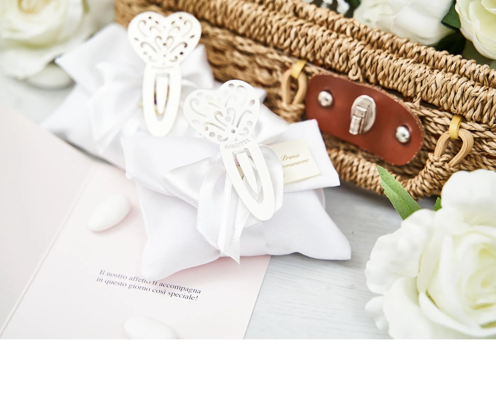 Segnalibro cuore silver plated con sacchetto portaconfetti Selezione zanolli