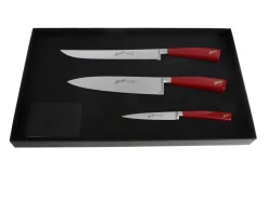 Set chef 3 pezzi elegance acciaio con manico rosso Berkel