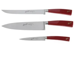 Set chef 3 pezzi elegance acciaio con manico rosso Berkel