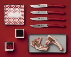 Set coltelli bistecca color acciaio rosso 4 pezzi Berkel