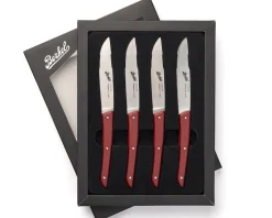 Set coltelli bistecca color acciaio rosso 4 pezzi Berkel