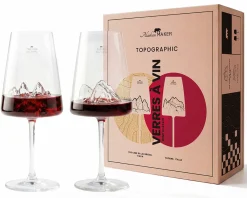 Set di calici vino topographic 2 pezzi tre cime/tofane Alaskan maker