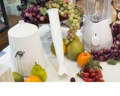 Set frullatore plissè bianco con frusta e tritatutto (4 pezzi) Alessi