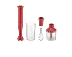 Set frullatore plissè rosso con frusta e tritatutto (4 pezzi) Alessi
