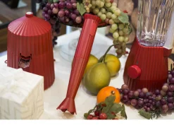 Set frullatore plissè rosso con frusta e tritatutto (4 pezzi) Alessi