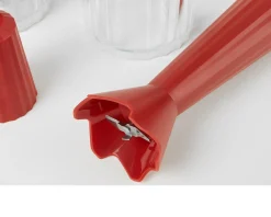 Set frullatore plissè rosso con frusta e tritatutto (4 pezzi) Alessi