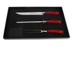 Set 3 pezzi arrosto elegance acciaio con manico rosso Berkel