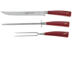 Set 3 pezzi arrosto elegance acciaio con manico rosso Berkel
