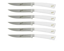 Set 6 pezzi coltelli bistecca elegance acciaio con manico bianco Berkel