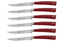 Set 6 pezzi coltelli bistecca elegance acciaio con manico rosso Berkel
