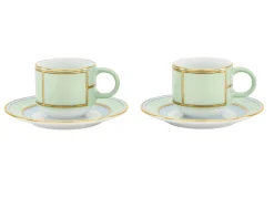 Set tazze caffè diva porcellana verde con piattino Richard ginori