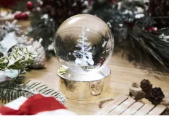Sfera di cristallo albero con incisione laser 3d e base in argento lucido Selezione zanolli