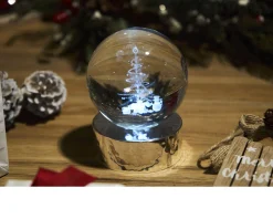 Sfera di cristallo albero con incisione laser 3d e base in argento lucido Selezione zanolli
