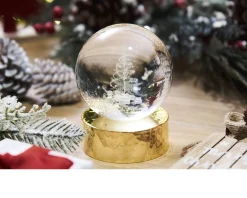 Sfera di cristallo albero con incisione laser 3d e base in oro lucido Selezione zanolli