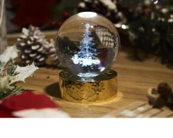 Sfera di cristallo albero con incisione laser 3d e base in oro lucido Selezione zanolli