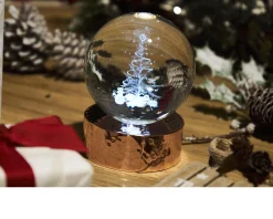 Sfera di cristallo albero con incisione laser 3d e base in rame lucido Selezione zanolli