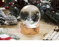 Sfera di cristallo albero con incisione laser 3d e base in rame lucido Selezione zanolli