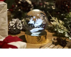 Sfera di cristallo babbo natale con incisione laser 3d e base in oro lucido Selezione zanolli