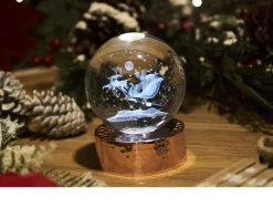 Sfera di cristallo babbo natale con incisione laser 3d e base in rame lucido Selezione zanolli