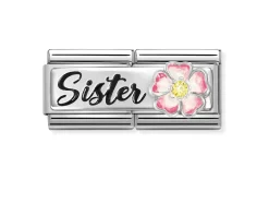 Sister composable acciaio argento e zirconi Nomination