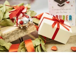 Soprammobile coccinella grande con smalto rosso e ciuffo portaconfetti Selezione zanolli